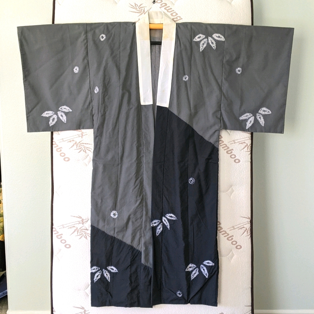 Vintage Men's Shibori kimono unlined robe
